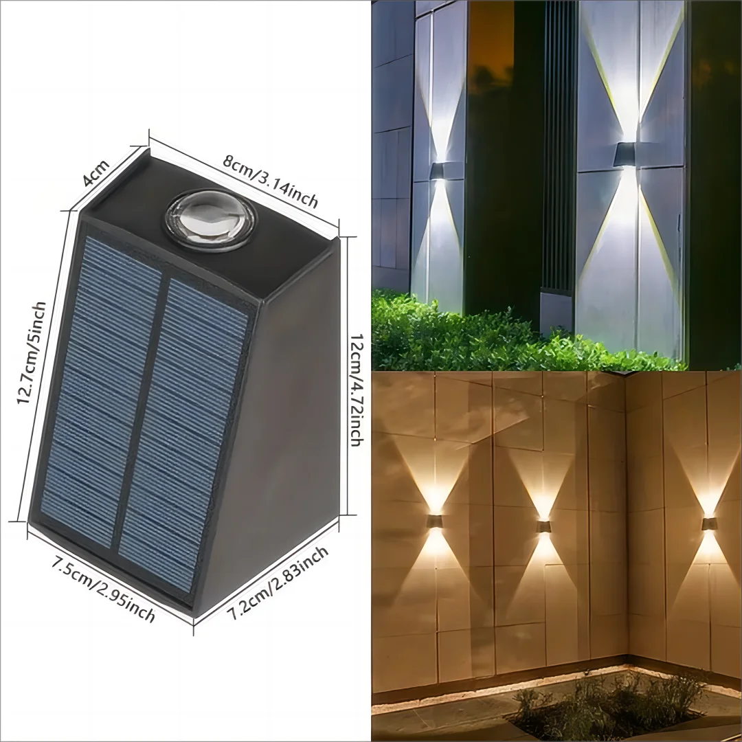 1pc Solar Outdoor Wall Light Garden Decoration Atmosphere Light Villa Garden Waterproof Wall Up And Down Glow Wall Light