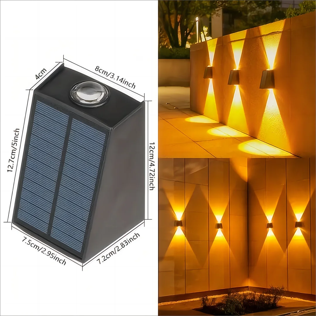 1pc Solar Outdoor Wall Light Garden Decoration Atmosphere Light Villa Garden Waterproof Wall  Up And Down Glow Wall Light