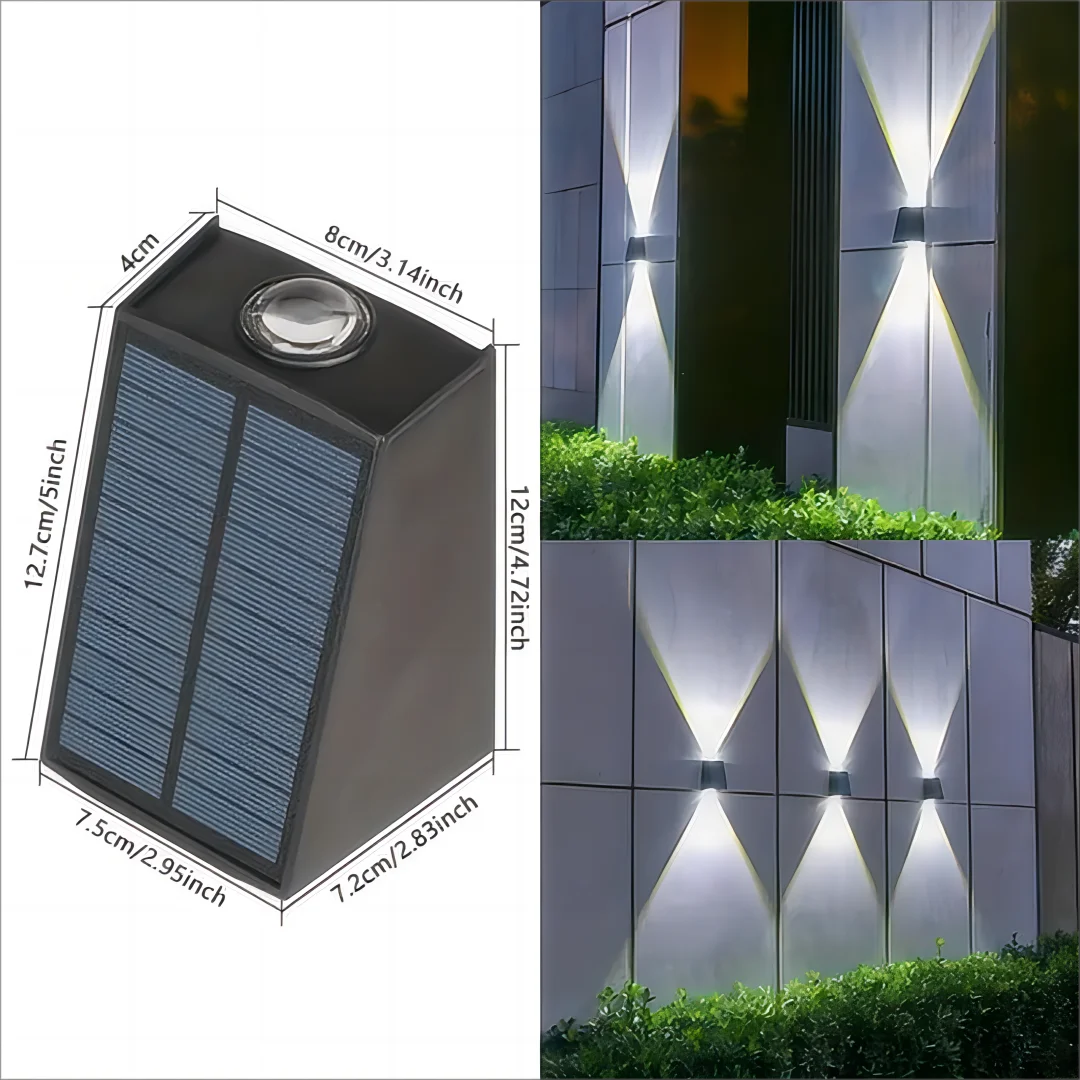 1pc Solar Outdoor Wall Light Garden Decoration Atmosphere Light Villa Garden Waterproof Wall  Up And Down Glow Wall Light