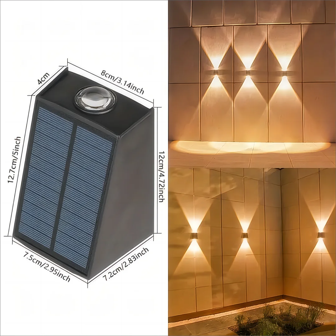 1pc Solar Outdoor Wall Light Garden Decoration Atmosphere Light Villa Garden Waterproof Wall  Up And Down Glow Wall Light