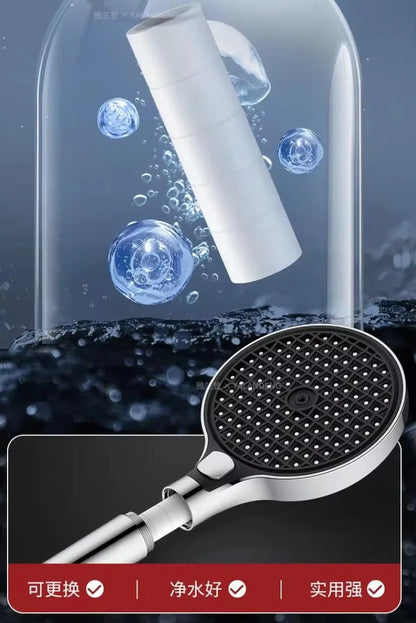 15CM Big Panel High Pressure Shower Head With Filter 3 Modes Large Flow Spray Nozzle Rainfall Shower Faucet Bathroom Accessories