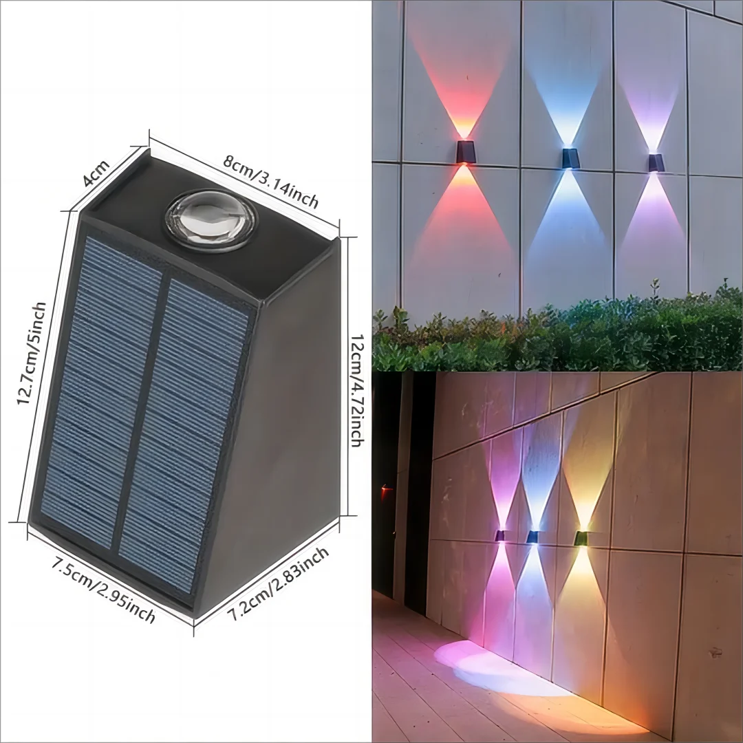 1pc Solar Outdoor Wall Light Garden Decoration Atmosphere Light Villa Garden Waterproof Wall  Up And Down Glow Wall Light